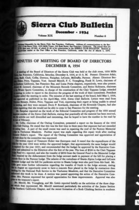 Sierra Club Bulletin 1934 Vol 19 No 6 December cover